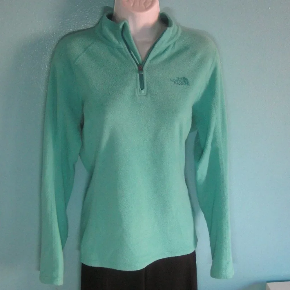 The North Face Womens Size M  Polartec Fleece Jacket 1/4 Zip Light Aqua Blue 42B